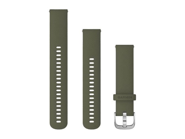 Garmin Quick Release Band - Klokkestropp for smart armbåndsur - 125 - 218 mm - moss with silver hardware - for Approach S40; Forerunner 245, 55, 64...