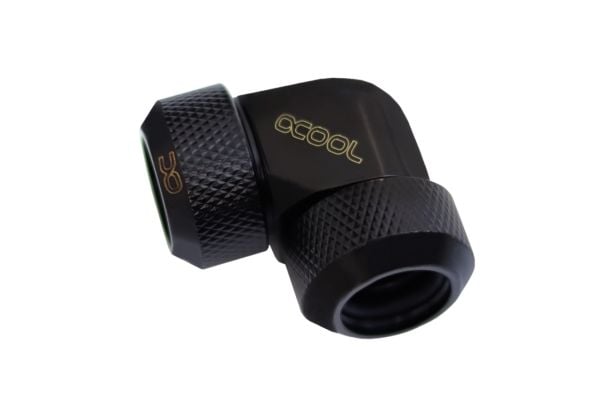 Alphacool 17444, Svart, Slangkoppling, Vätska, mässing, 3/8", 90°