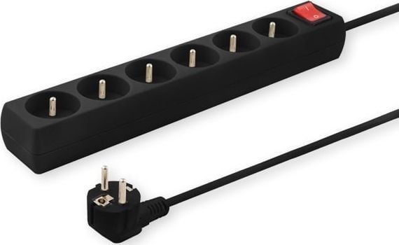 SAVIO LZ-04 - Pistorasia - AC 230 - 250 V - 2500 Watt - lähtöliittimet: 6 - 5 m kaapeli