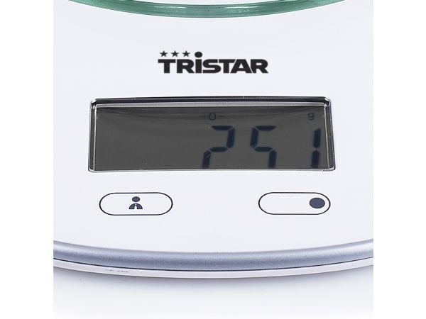 Tristar KW-2445, Elektronisk kjøkkenvekt, 5 kg, 1 g, Hvit, Glass, Metall, Plast, Glass