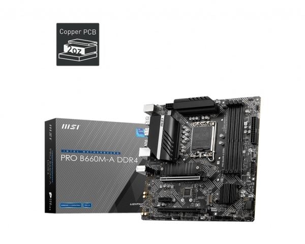 MSI PRO H610M-G DDR4 - Hovedkort - micro ATX - LGA1700-sokkel - H610 Chipset - USB 3.2 Gen 1 - Gigabit LAN - innbygd grafikk (CPU kreves) - HD-lyd ...