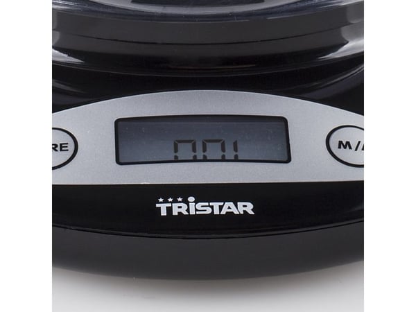 Tristar KW-2430, Elektronisk kjøkkenvekt, 2 kg, 1 g, Sort, Rund, Knapper