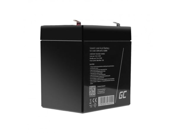 Green Cell AGM, 4 ah, 12 V, Auto, Huoltovapaa, Musta, 70 mm