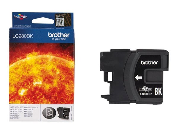 Brother LC980BK - Svart - original - bläckpatron - för Brother DCP-145, 163, 165, 167, 193, 195, 197, 365, 373, 375, 377, MFC-250, 290, 295, 297