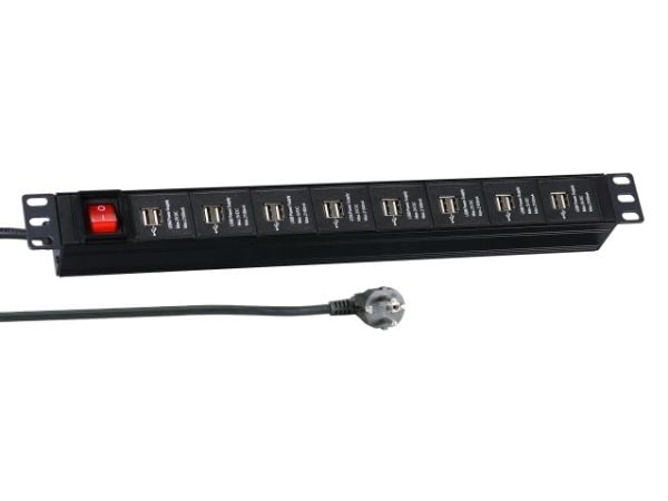 EFB Elektronik EK631USB.1, 3 m, Sisätila, IP20, Metalli, Musta, 44,5 mm
