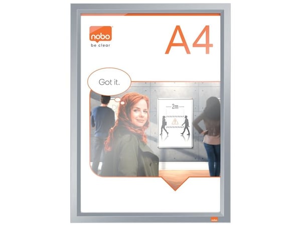 Nobo Impression Pro A4 veksleramme med klikkramme i aluminium