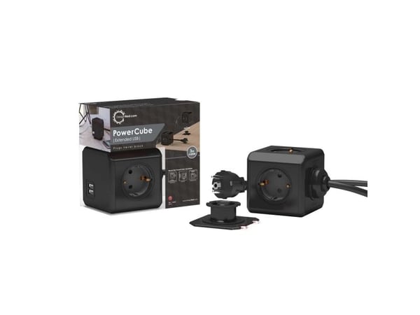 MicroConnect PowerCube Extended Duo - Kraftdistributionsenhet - ingång: Typ E (2 x USB, Typ F/E) - 3 m sladd