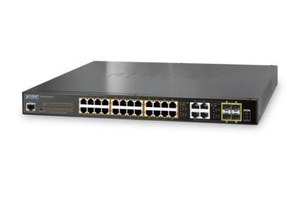 PLANET GS-4210-24PL4C - Switch - Styrt - 24 x 10/100/1000 (PoE+) + 4 x kombo-Gigabit SFP - stasjonær, rackmonterbar - PoE+ (440 W)