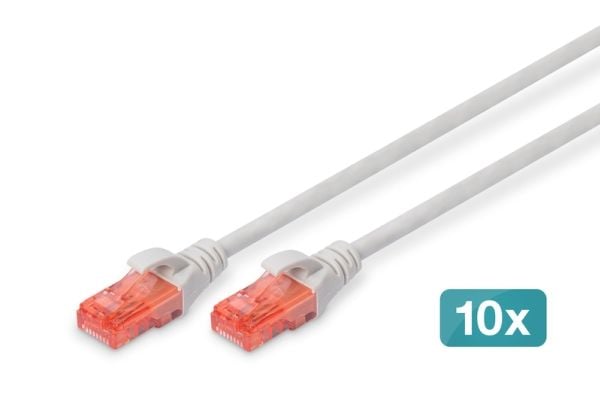 DIGITUS - Patchkabel - RJ-45 (han) til RJ-45 (han) - 50 cm - UTP - CAT 6 - booted, halogenfri, formet, knastfri - grå