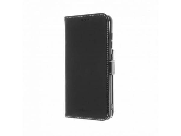 Insmat Exclusive - Lommebok for mobiltelefon - ekte skinn, termoplast-polyuretan (TPU), kartong+papir+aluminiumsfolie, bomullssting - svart - for S...