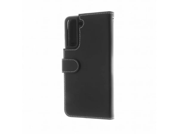 Insmat Exclusive - Lommebok for mobiltelefon - ekte skinn, termoplast-polyuretan (TPU), kartong+papir+aluminiumsfolie, bomullssting - svart - for S...