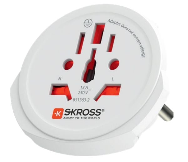 Skross 1.103165. Liittimen pistotyyppi: Universal, Pistorasian pistotyyppi: Universal, Universal pistokeliitäntätyypit: Tyyppi B, Tyyppi I (AU), Ty...