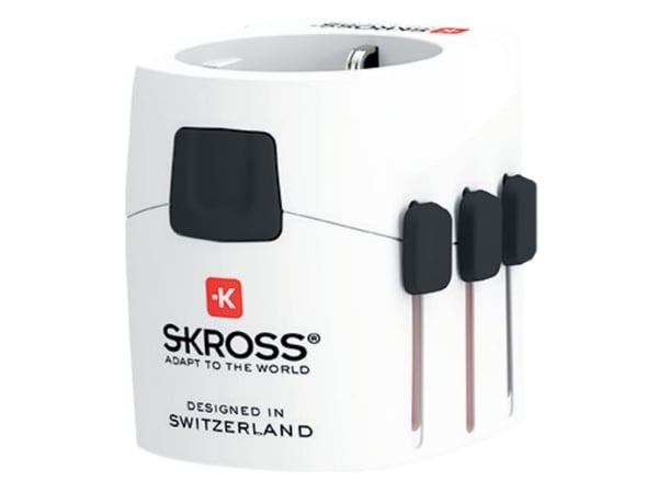 Skross 1.103165. Liittimen pistotyyppi: Universal, Pistorasian pistotyyppi: Universal, Universal pistokeliitäntätyypit: Tyyppi B, Tyyppi I (AU), Ty...