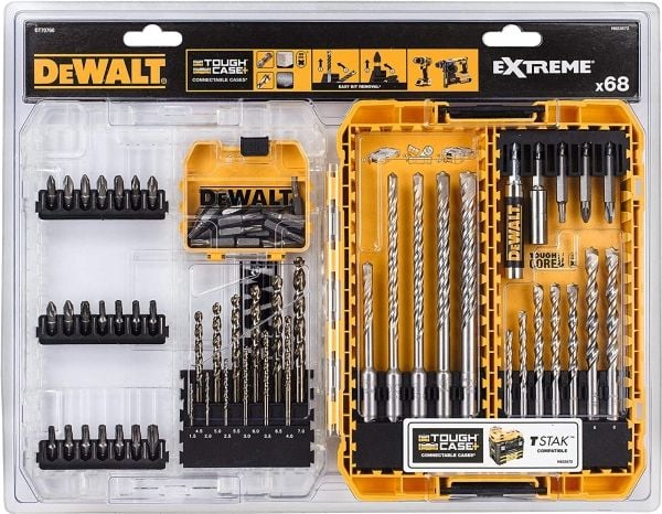 DeWALT Extreme DT70760-QZ - Ruuvimeisseli- ja poranteräsarja - metallille, muuraukselle - 68 kpl - torx, phillips, pozidriv - SDS-plus, lieriömäinen