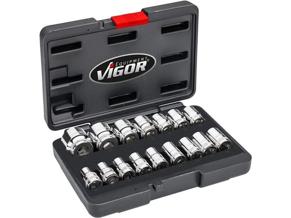 Vigor topnøkkelinnsats-sett 1/2 (12,5 mm) 17 deler V7512/17