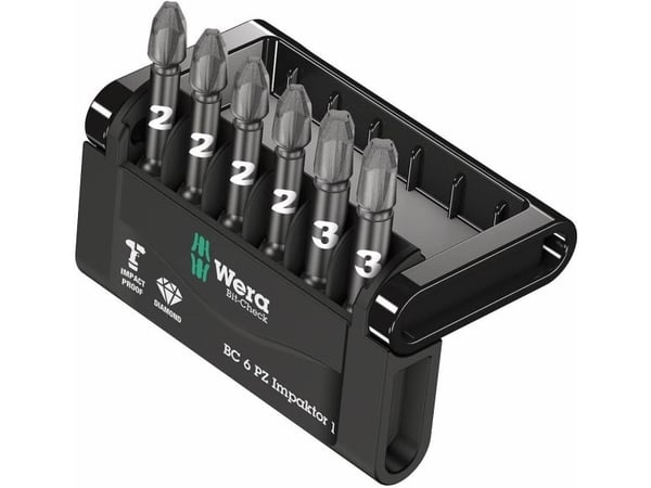Wera Bit-Check, 6 stykker, Pozidriv, PZ 2, PZ 3, 4x PZ 2x50 mm 2x PZ 3x50 mm