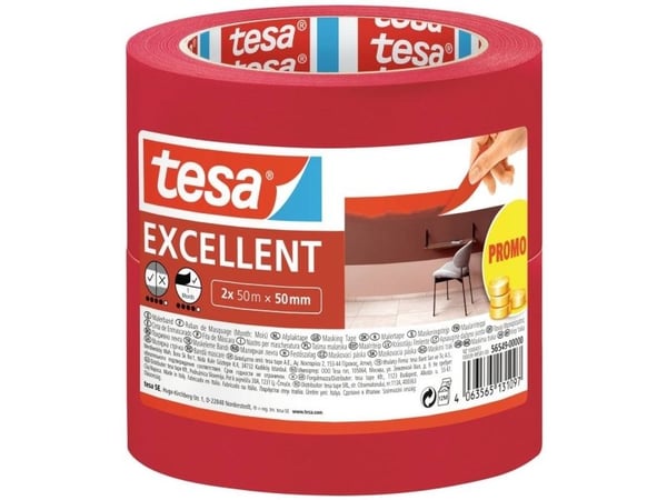 tesa EXCELLENT 56549-00000-00-00 Kreppiteippi Punainen (L x S) 50 m x 50 mm 2 kpl 2 kpl