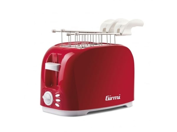 Girmi TP1102, 2 skiver, Rød, Hvit, Plast, Knapper, Nivå, Rotasjon, 800 W, 230 V