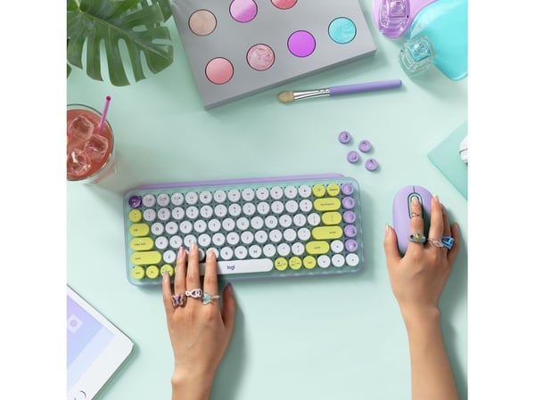 Logitech POP Keys Wireless (Med Emoji Keys) - Tastatur - Trådløs - Bluetooth / Logi Bolt USB-mottaker - Kbd: Nordic - Daydream Mint