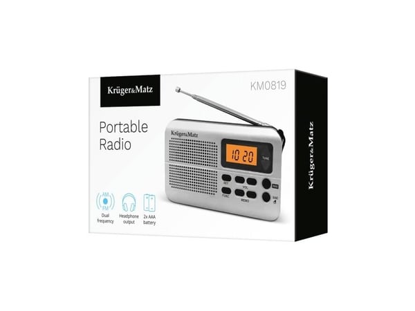 Kruger & Matz KM 819 bærbar radio, lys grå