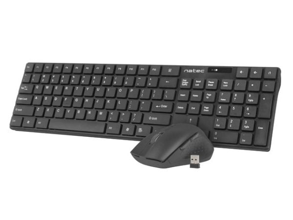 NATEC Stingray, Trådløs, RF kabel-fri, Membrannøkkelbryter, QWERTY, Sort, Mus inkludert