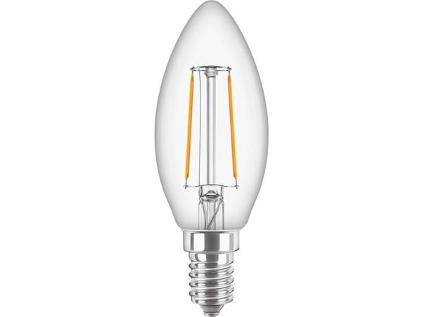 Philips CorePro - LED-filamentlyspære - form: B35 - klar finish - E14 - 2 W (ekvivalent 25 W) - klasse E - varmt hvitt lys - 2700 K