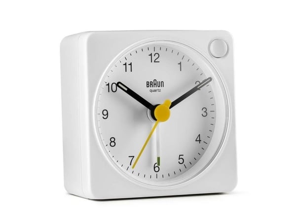 Braun BC02XW, Quartz-väckarklocka, Rektangel, Vit, Analog, Batteri, AA