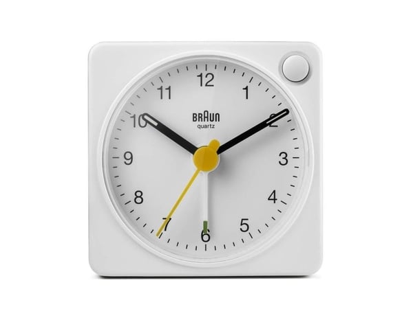 Braun BC02XW, Quartz vekkerklokke, Rektangel, Hvit, Analog, Batteri, AA