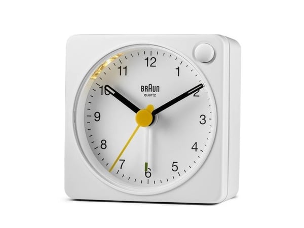 Braun BC02XW, Quartz vekkerklokke, Rektangel, Hvit, Analog, Batteri, AA