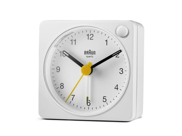 Braun BC02XW, Quartz vekkerklokke, Rektangel, Hvit, Analog, Batteri, AA