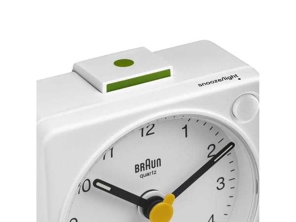 Braun BC02XW, Quartz vekkerklokke, Rektangel, Hvit, Analog, Batteri, AA