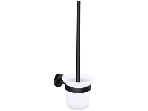 TESA MOON BLACK, Toalettbørste og holder, Sort, Hvit, Glass, Metall, 112 mm, 145 mm