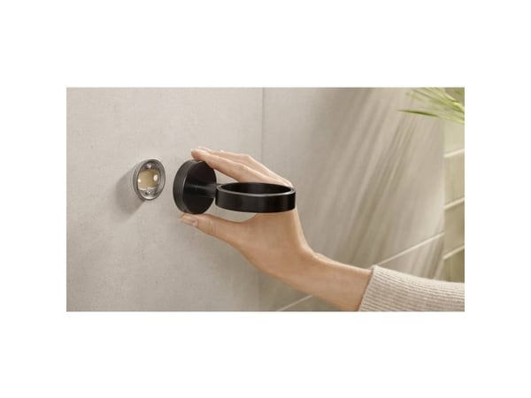 TESA MOON BLACK, Veggmontert tannbørsteholder, Glass, Metall, Sort, Hvit, Vegg, 70 mm, 109 mm