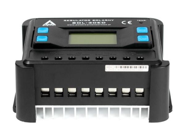 Azo Solar PWM ladekontroller SOL-30ED 12/24 - 30A (LCD-skjerm)