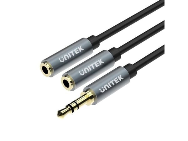 Unitek - Audioadapter - mini-phone stereo 3.5 mm hann til mini-phone stereo 3.5 mm hunn - 20 cm