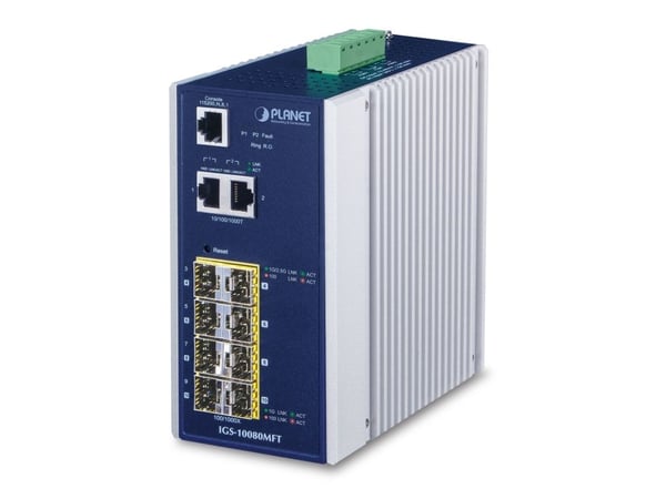 PLANET ISW-800T-M12 - Switch - 8 x 10/100 - DIN-skinnemonterbar, veggmonterbar - DC-strøm