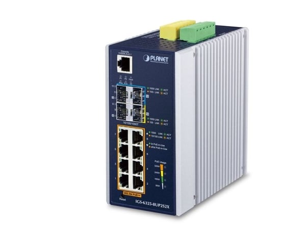 PLANET IP30 DIN-rail Industrial L3 8P, Håndtert, L3, Gigabit Ethernet (10/100/1000), Full tosidig, Kan monteres på vegg
