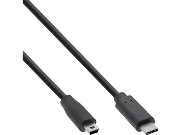 InLine 35755, 5 m, USB C, Mini-USB B, USB 2.0, Hankjønn/hankjønn, Svart