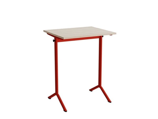 Bord Atlas 1130, 700x600mm, lyddæmpende eg højtrykslaminat, rødt stel