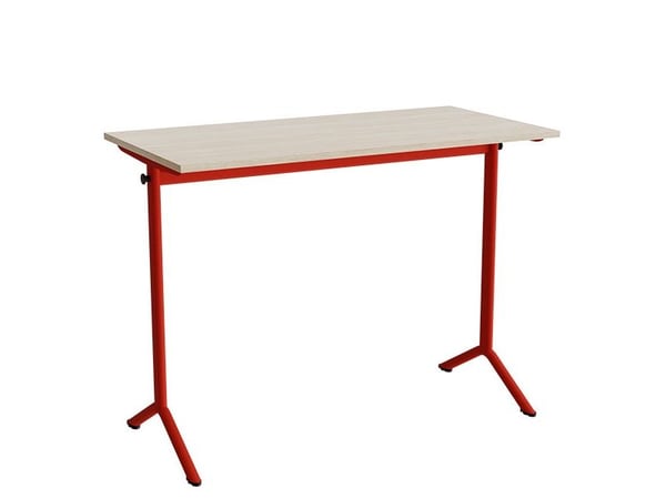 Bord Atlas 1130, 1200x600mm, eg højtrykslaminat, rødt stel