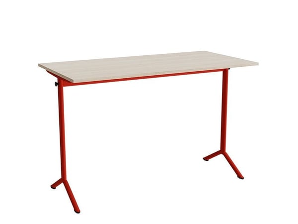 Bord Atlas 1130, 1400x700mm, eg højtrykslaminat, rødt stel