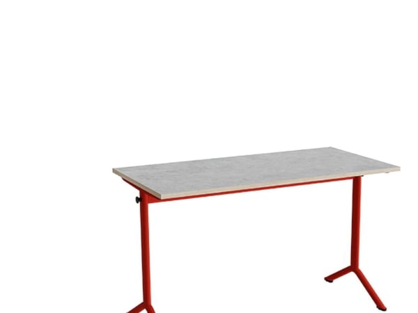 Bord Atlas 1130, 1200x600mm, lys grå linoleum, rødt stel
