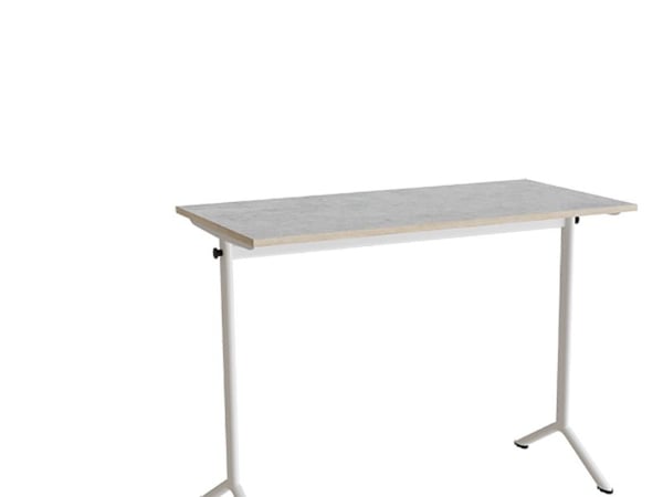 Bord Atlas 1130, 1200x600mm, lys grå linoleum, hvidt stel