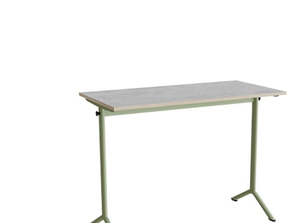 Bord Atlas 1130, 1200x600 mm, lys grå linoleum, grønt stativ