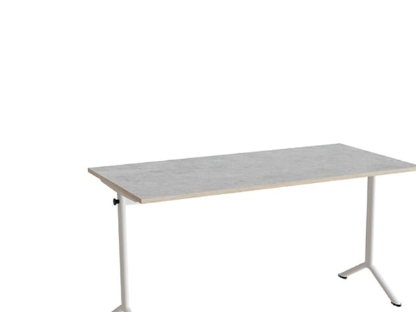 Bord Atlas 1130, 1400x700mm, lys grå linoleum, hvidt stel