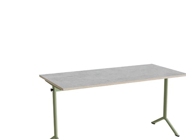 Bord Atlas 1130, 1400x700mm, lys grå linoleum, grønt stel