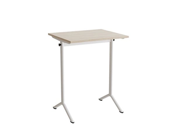 Bord Atlas 1130, 700x600mm, lyddæmpende eg højtrykslaminat, hvidt stel