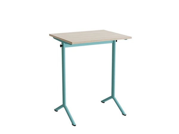 Bord Atlas 1130, 700x600mm, lyddæmpende eg højtrykslaminat, turkis stel