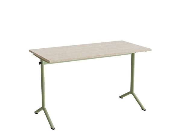 Bord Atlas 1130, 1200x600mm, lyddæmpende eg højtrykslaminat, grønt stel