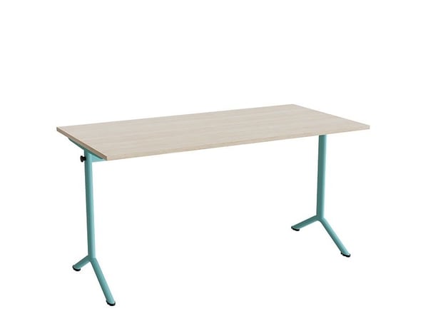 Bord Atlas 1130, 1400x700mm, lyddæmpende eg højtrykslaminat, turkis stel